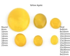 2 pcs Yellow Agate Stone Cabochons Round - Oval Flatback Cabochons cab52-6