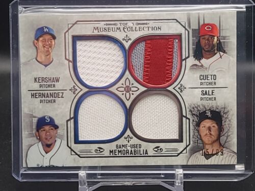 2015 Topps Museum Collection Quad Relic Kershaw Cueto Felix Hernandez Sale /99 - Picture 1 of 3