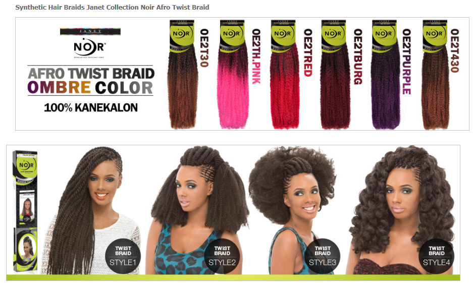 Janet Collection Noir Afro Twist Braid 100% Kanekalon Synthetic