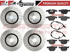 FOR BMW 335i 335d FRONT & REAR DRILLED BRAKE DISCS BREMBO PADS WEAR SENSORS