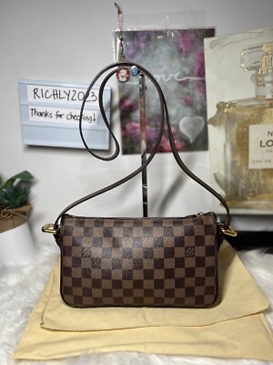 Authentic LOUIS VUITTON Damier ebene Ravello GM Shoulder Bag | eBay