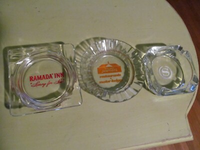 Vintage Hotel/Motel Glass Ashtrays Lot (3) HTF HOWARD JOHNSONS Ramada Sheraton