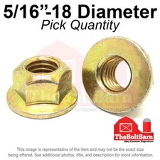 5/16"-18 Grade 8 (G) Hex Flange Top Lock Nuts Coarse Zinc Yellow (Pick Quantity)