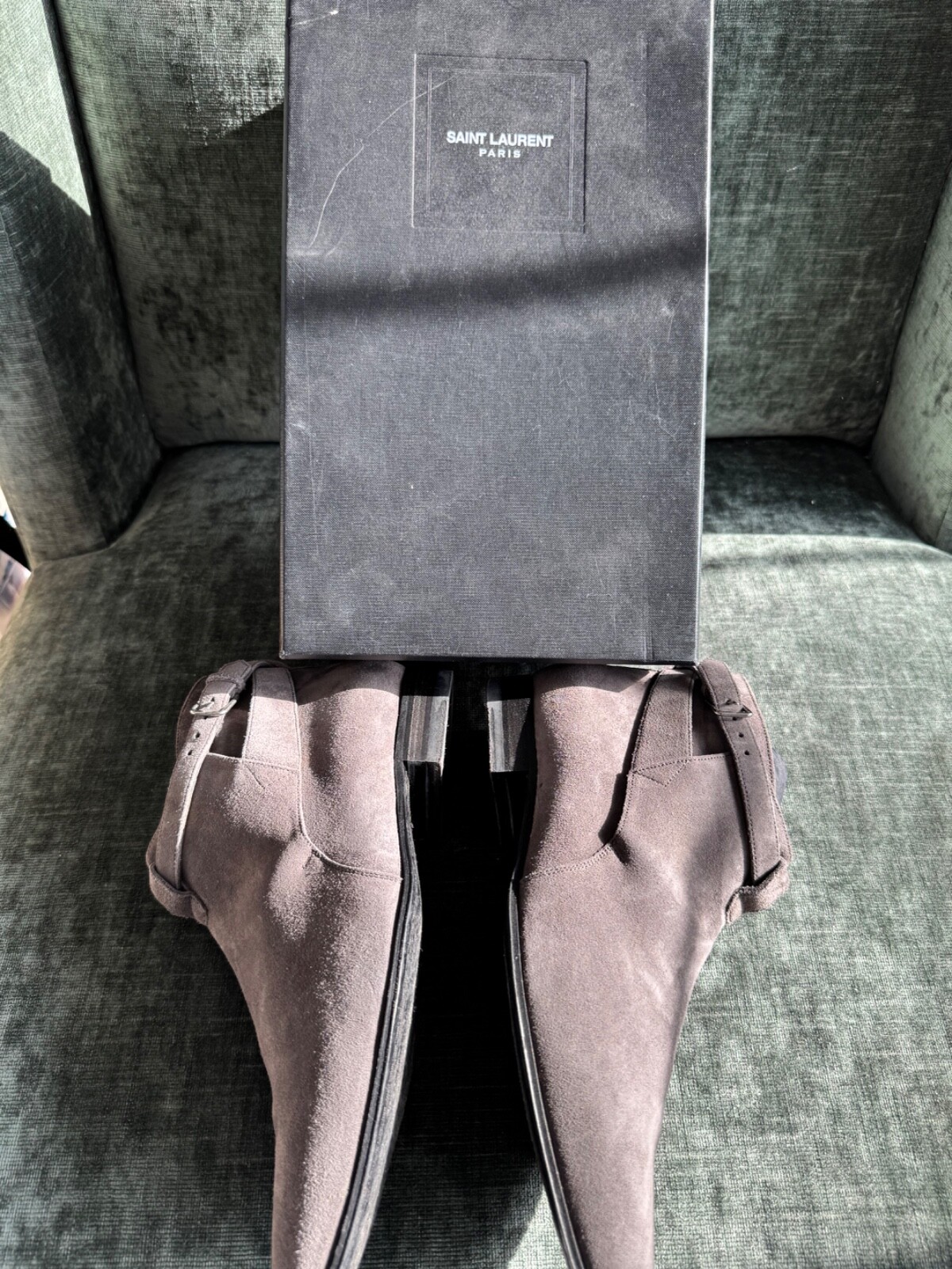 Stivali Saint Laurent Wyatt Chelsea taglia 44 US 11 in grigio Sigaro