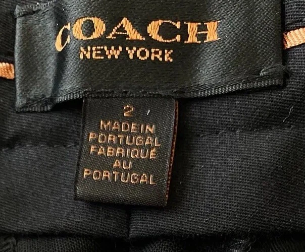 Pantaloni eleganti dritti New Coach New York da uomo misto lana nera taglia 2 $198