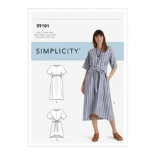 Simplicity R10506 Pullover Dress, Tie Front Option Sz 4-26 UNCUT Pattern S9101