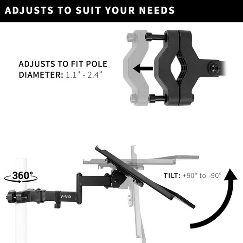 Steel Universal Full Motion Pole Mount, 26 Inch Keyboard and Mouse Tray, Ergonom - Picture 2 of 9