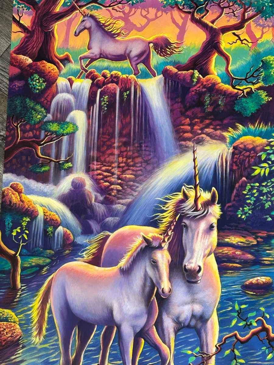 UNICORN FALLS Vintage Poster 1992 Fantasy Art Paradise Jeffrey