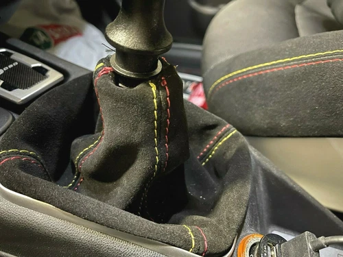 CHANGE LEVER HEADSET for Fiat Grande Punto Evo Abarth in REAL LEATHER suede