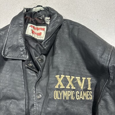 Vintage 1996 Atlanta Olympic Games American Toons Leather Jacket