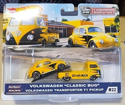 Hot Wheels Premium Team Transport MoonEyes VW Classic Bug / VW T1 Pickup #22 HTF