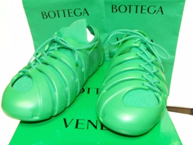 Scarpe da ginnastica Bottega Veneta verde scuro Tech Knit Gel gomma trail taglia E 42 NUOVE