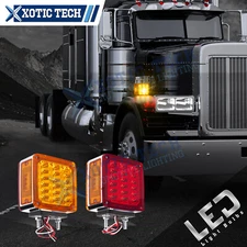 2x Double Face Stud Mount 39LED Truck Pedestal Cab Fender Stop Turn Signal Light