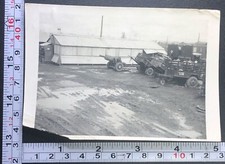 Military Vehicles Artillery Barracks Base Camp Vintage WW2 Era Photo Snapshot