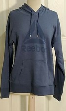 Reebok Hoodie Sweatshirt Womens MEDIUM Heather Graphic BLUE Relaxed Fit NEW