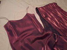 red satin full length evening dress with stole size 12 