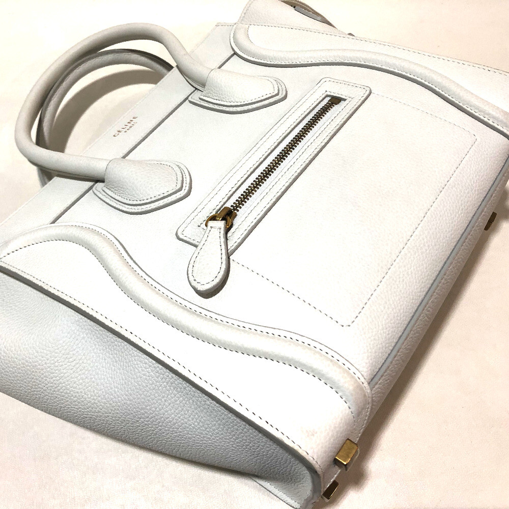 CELINE Tote bag Micro Shopper Luggage Hand bag OffWhite x Sky Blue image 4