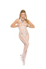 sexy ELEGANT MOMENTS striped CROCHET fishnet OPEN bust CROCHLESS bodystocking