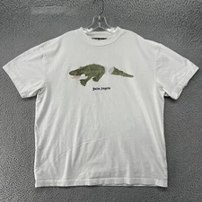 Vintage Palm Angels Shirt Mens 2XL XXL White Crocodile Streetwear Cotton *