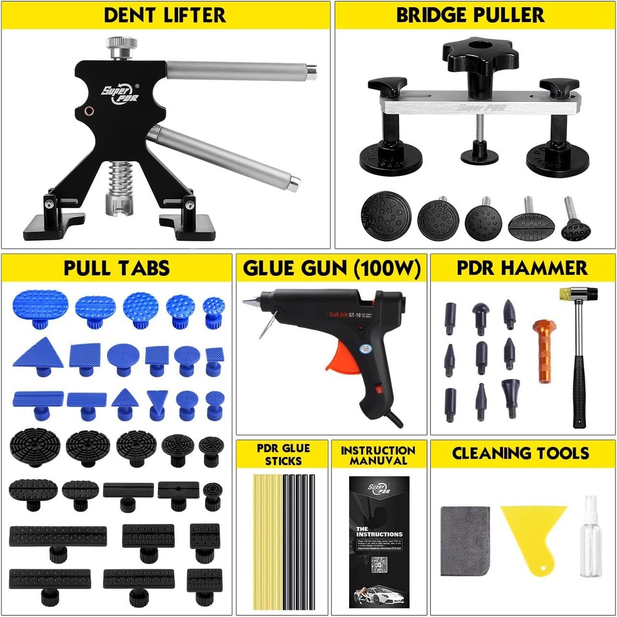 Super PDR Auto Dent Puller Kit – Metal Dent Lifter Tool For Car Body Repair
