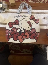 28- Hello Kitty Lg Canvas Tote Bag W/ Red Bows-NWOT