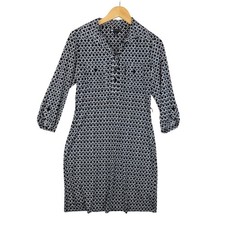 Carole Little Diamond Print 3/4 Sleeve Dress size 8 Black/Gray