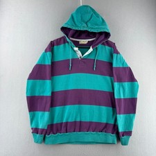 Vintage LL Bean Hoodie Mens Medium Rugby Cotton Long Sleeve 80s 90s USA MADE