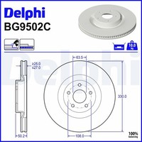 Delphi Bremsscheibe 2X FüR Ford Kuga III DFK Focus IV HN 19-21 LX611125CEA