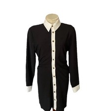 Zara Jr Sz S Designer Button Poly Crepe Colorblock Dress Amazing Buttons!