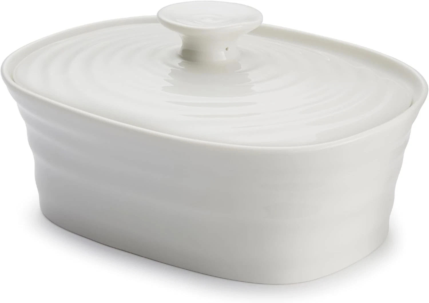 Portmeirion Sophie Conran Porcelain Butter Dish with Lid White 15.5cm Ceramic