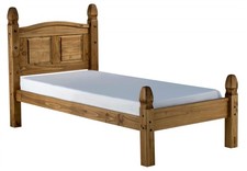 Antique Waxed Pine,Mexican,Solid Strong Pine Wood Bed Frame Low Foot End