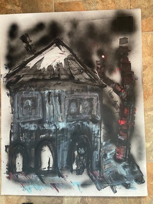 Ody West original  Haunted  graffiti street art 22x28 poster size acrylic spray