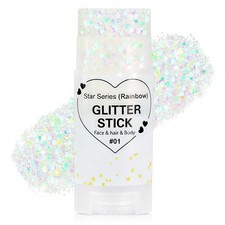 Rainbow White Face Body Glitter Stick Halloween Hair Glitter for Kids Waterproof