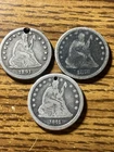 Lot of (3) Seated Liberty Quarters (1861-p-1876-P, 1891-s)