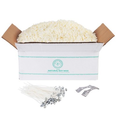 Soy Candle Wax Kit - 10 lb Wax Flakes with 100 Cotton Wicks and 2 Wick Holders