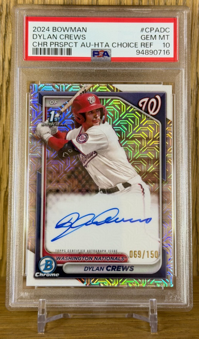 DYLAN CREWS 2024 Bowman 1st Chrome Prospect Autograph HTA Choice /150 PSA 10