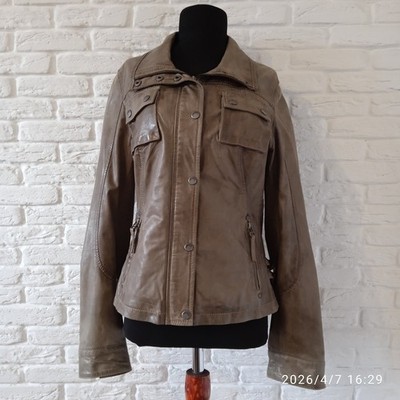 Mauritius Brown Cool Leather Woman Jacket Size EU 38