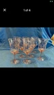 Vintage Pink Depression Set Of 8 Glasses With Flowers Etched On Them