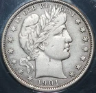 1901-O Barber Half Dollar - ANACS VF20 Details - Better Date - Cert #7870377