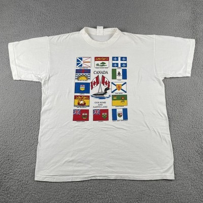 Vintage 90s Canadian Province Flags Shirt White Large Out Home And Native Land