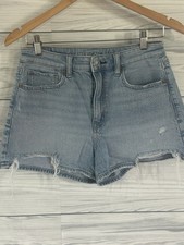 American Eagle Womens Size 6 Mom Jean Blue Shorts Distressed Stretch 807