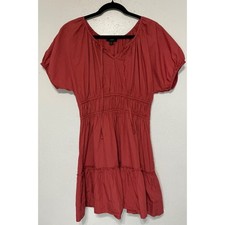 J.Crew Rust Red Tiered Babydoll Cinched Waist Puff Sleeve Dress S Cottagecore