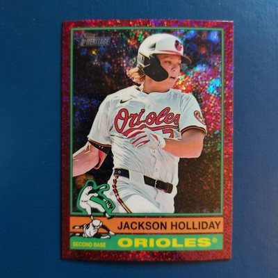 JACKSON HOLLIDAY 2025 TOPPS HERITAGE CHROME PURPLE MINI DIAMONDS SP (ORIOLES)