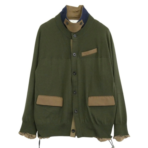 Sacai 22-02806M Knit Jacket Different Material Switching Docking Knit Jacket