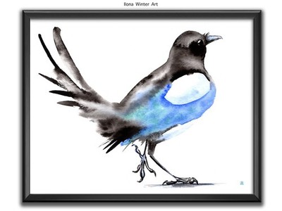 Personalisierter Elster Aquarell Gemälde Druck ''Sei stolz!'' von Ilona Winter
