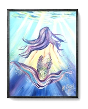 Colorful Mermaid – 16x20 Original Acrylic Ocean Fantasy Painting by M. Isaksen