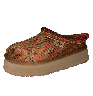 UGG Tazz Maxi Tasman Platform Slippers Chestnut Red Stitch Womens Size 6 1140430