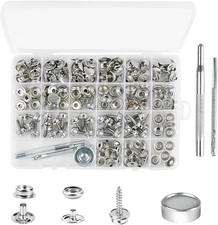 213PCS Canvas Snap Button Kit, Stainless Steel Metal Marine Grade Button Cover w