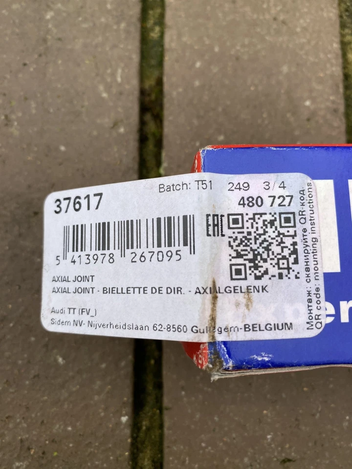 Audi TT / TTS 8 S FRONT TIE ROD END STEERING JOINT 37617 SIDEM I - Image 3 of 4