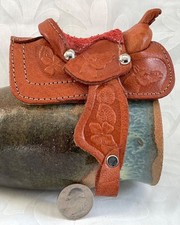Vintage Miniature Horse Saddle Cowboy Genuine Leather Suede Cowgirl Small A